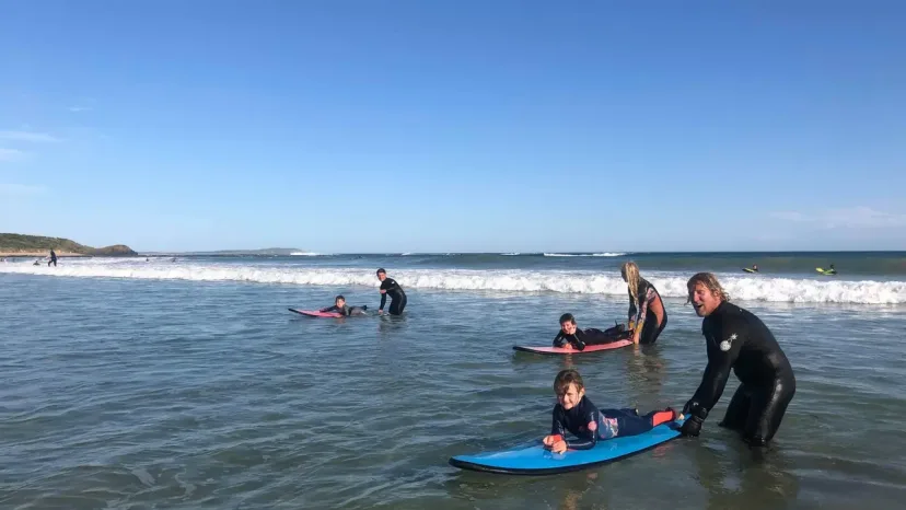 A Pro Surf Coaching group lesson running at Smiths Beach