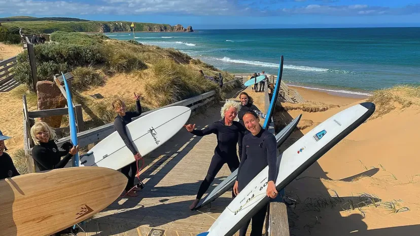 Women at a Pro Surf Coaching ladies surf club session