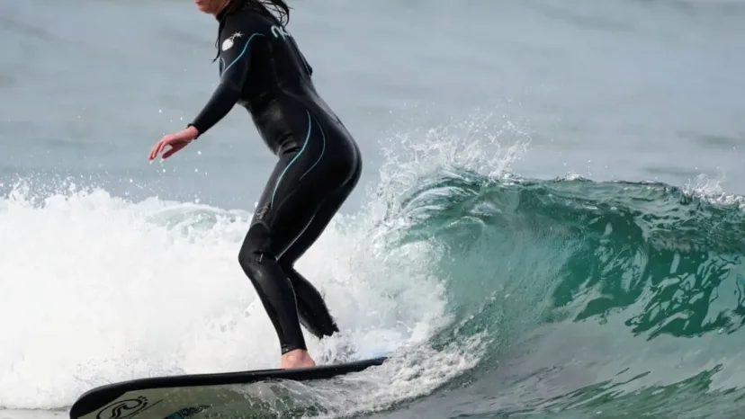 Surfboards lined up on the sand