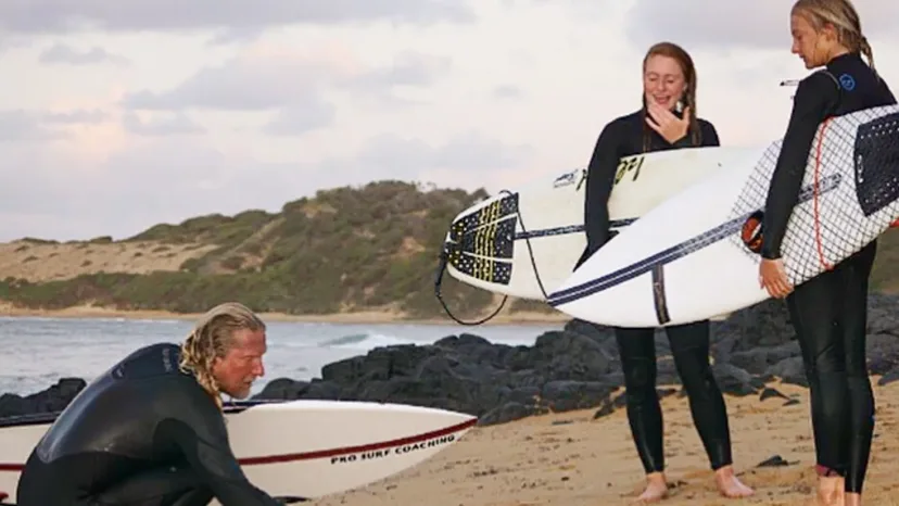 Surfboards and wetsuits ready for hire